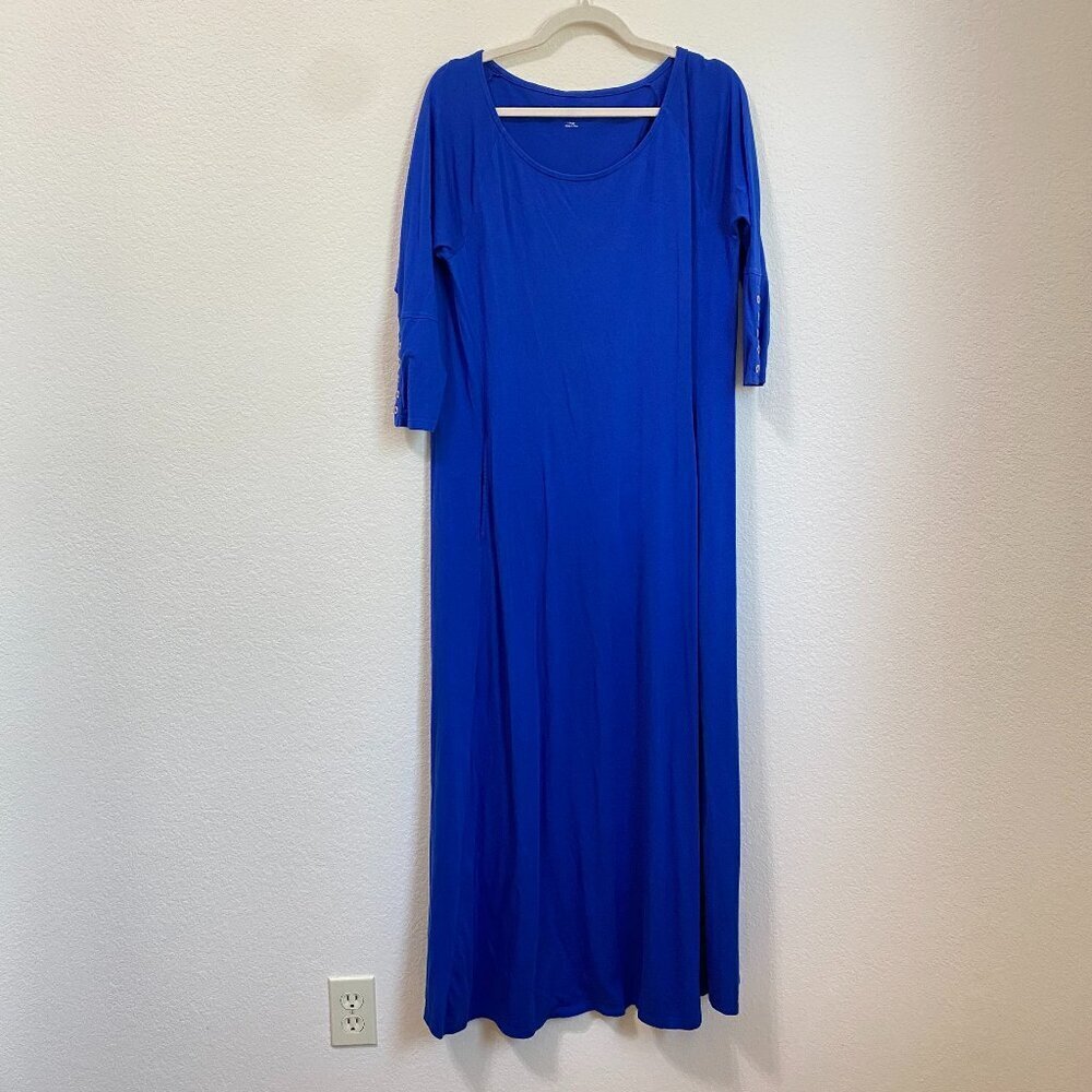 Soft Surroundings Pirouette Maxi Dress Sapphire Blue Size Large Made in Peru - Picture 2 of 9